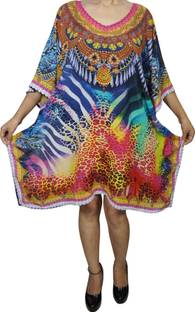 Indiatrendzs Printed Poly Georgette Women Kaftan