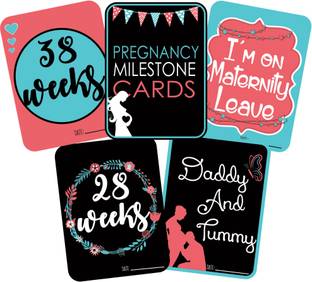 SYGA Set Of 27 Pregnancy Milestone Cards - Pregnancy Reveal - Pregnancy Cards - Pregnancy Gift - Pregnancy Journal - New Mom Gift - Newborn Photo Props Greeting Card