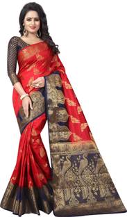 Saarah Self Design Kanjivaram Art Silk Saree