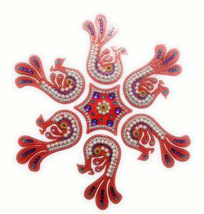 Ss Craft Creations Peacock Shaped Kundan Decorated Blue Rangoli