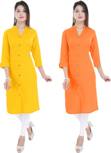 FEBIA Women Solid Straight Kurta - Buy 