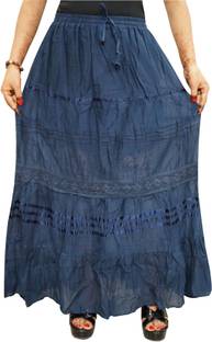 Indiatrendzs Solid Women A-line Blue Skirt