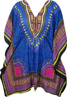 Indiatrendzs Casual Kimono Sleeve Printed Women Blue Top