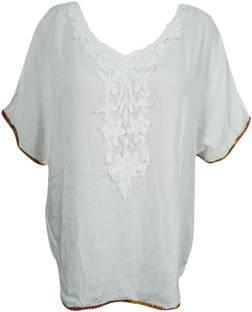 Indiatrendzs Embroidered Rayon Women Kaftan