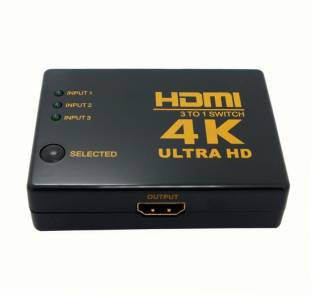 microware 4K Ultra HD 3D 3 Port HDMI Splitter Switch Hub HDTV Video with Remote Control Media Streaming Device