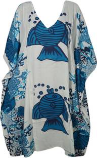 Indiatrendzs Printed Rayon Women's Kaftan