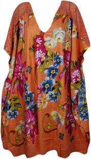 Indiatrendzs Floral Print Rayon Women's Kaftan
