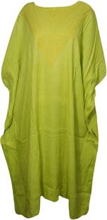 Indiatrendzs Solid Rayon Women's Kaftan