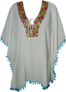 Indiatrendzs Solid Georgette Women's Kaftan