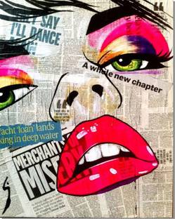 Red Lips Pop Art Canvas Painting 12 X 15 Inch Stretched