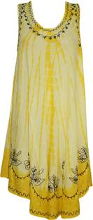 Indiatrendzs Women's A-line Yellow Dress