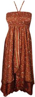 Indiatrendzs Women's A-line Orange Dress