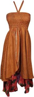 Indiatrendzs Women's A-line Orange Dress
