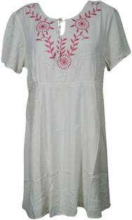 Indiatrendzs Women's Shirt White Dress