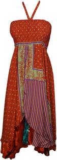 Indiatrendzs Women's A-line Orange Dress