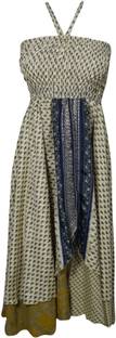 Indiatrendzs Women's A-line Beige Dress