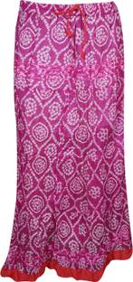 Indiatrendzs Printed Women A-line Pink Skirt