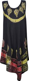 Indiatrendzs Women A-line Black Dress