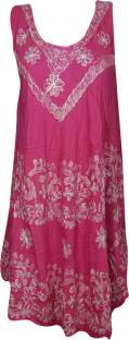 Indiatrendzs Women A-line Pink Dress