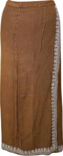 Indiatrendzs Printed Women Wrap Around Brown Skirt