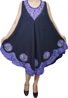 Indiatrendzs Women's A-line Black, Purple Dress