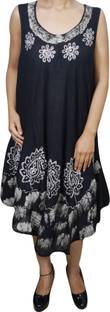 Indiatrendzs Women's A-line Black Dress