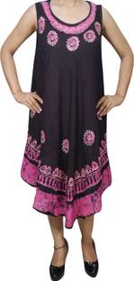 Indiatrendzs Women's A-line Purple, Pink Dress