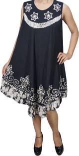 Indiatrendzs Women's A-line Black Dress
