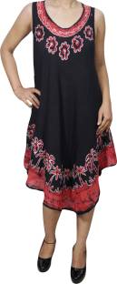 Indiatrendzs Women's A-line Black, Red Dress