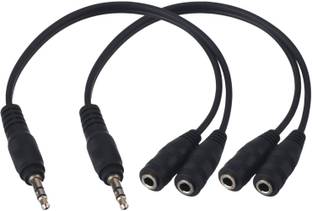 Fox Micro Black Headphone Splitter For Computer 3 5mm Female To 2 Dual 3 5mm Male Headphone Mic Audio Y Splitter Cable Smartphone Headset To Pc Adapter Set Of 2 Jack Cable Fm Phone Converter Price