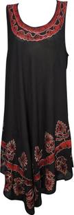 Indiatrendzs Women's A-line Black Dress