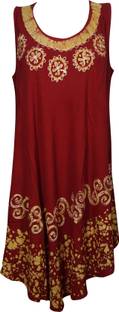 Indiatrendzs Women's A-line Maroon Dress