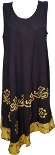 Indiatrendzs Women's A-line Purple, Yellow Dress