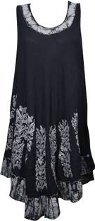 Indiatrendzs Women's A-line Black Dress