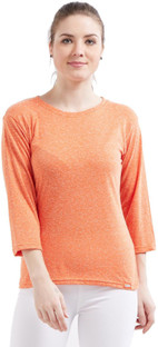 Women Round Neck Orange T-Shirt 