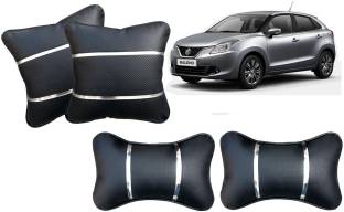 AUTO PEARL Black, Silver Leatherite Car Pillow Cushion for Maruti Suzuki