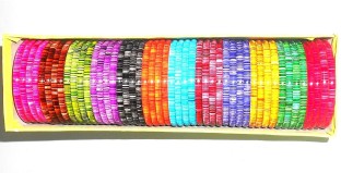 48 Bangles Set !! GOELX Plastic Multicolored Flat Bangles in Different Sizes