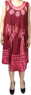 Indiatrendzs Women's A-line Maroon Dress