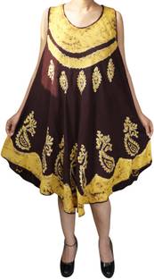 Indiatrendzs Women's A-line Brown Dress
