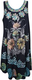Indiatrendzs Women A-line Black Dress