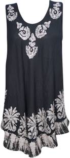 Indiatrendzs Women A-line Black Dress