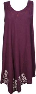 Indiatrendzs Women A-line Purple Dress