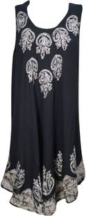 Indiatrendzs Women A-line Black Dress