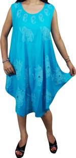 Indiatrendzs Women A-line Light Blue Dress