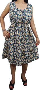 Indiatrendzs Women A-line Beige Dress