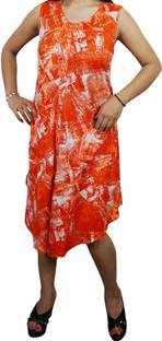 Indiatrendzs Women A-line Orange Dress