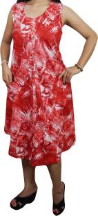 Indiatrendzs Women A-line Red Dress