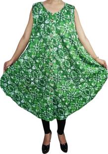 Indiatrendzs Women A-line Green Dress