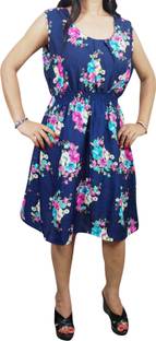 Indiatrendzs Women A-line Blue Dress