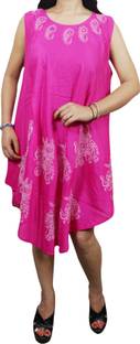 Indiatrendzs Women A-line Pink Dress